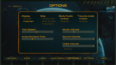 Options menu