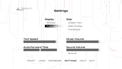Settings menu